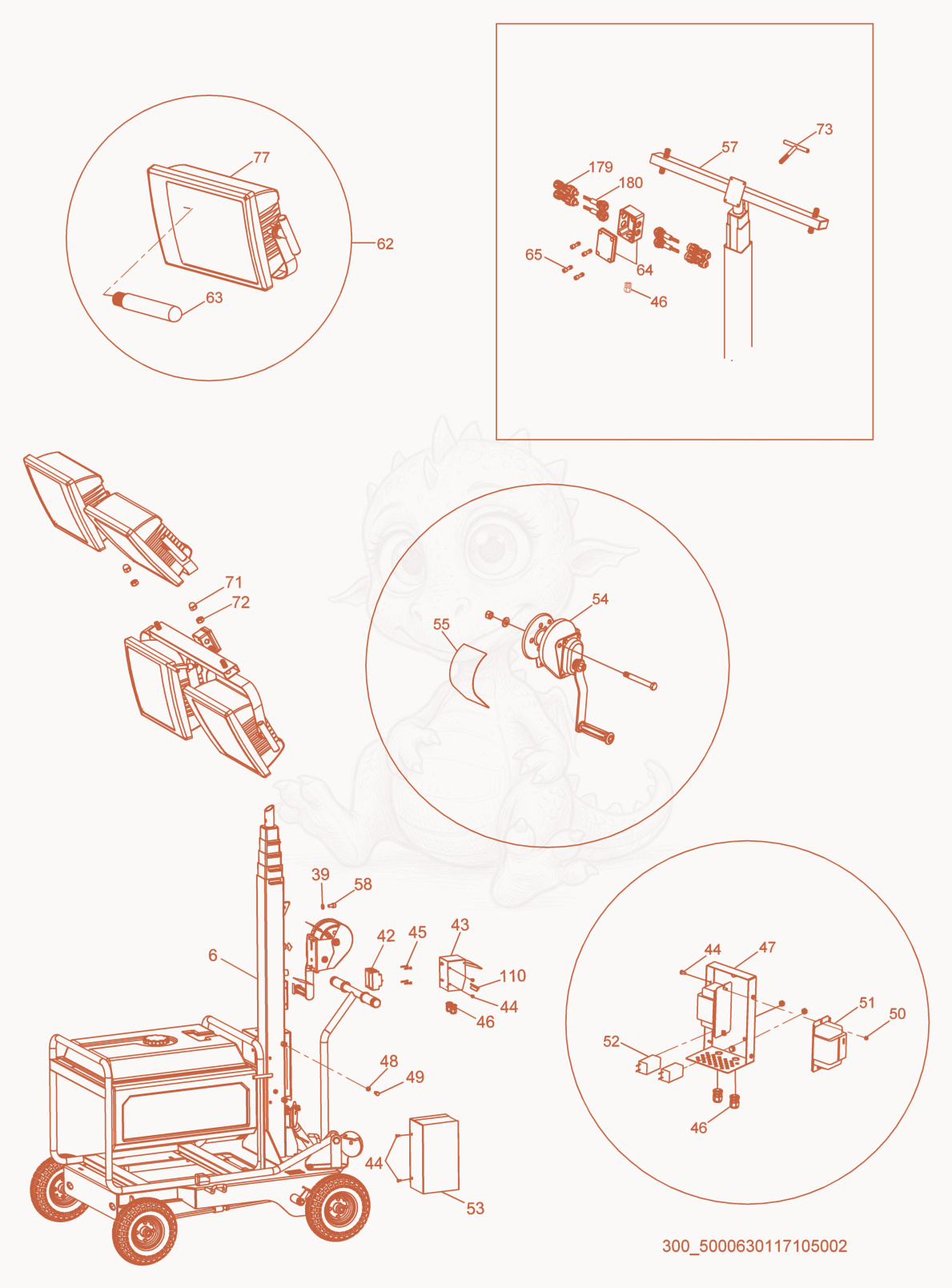 Exploded parts diagram of the Mast cpl. of a Wacker Neuson ML440, with numbered balloons