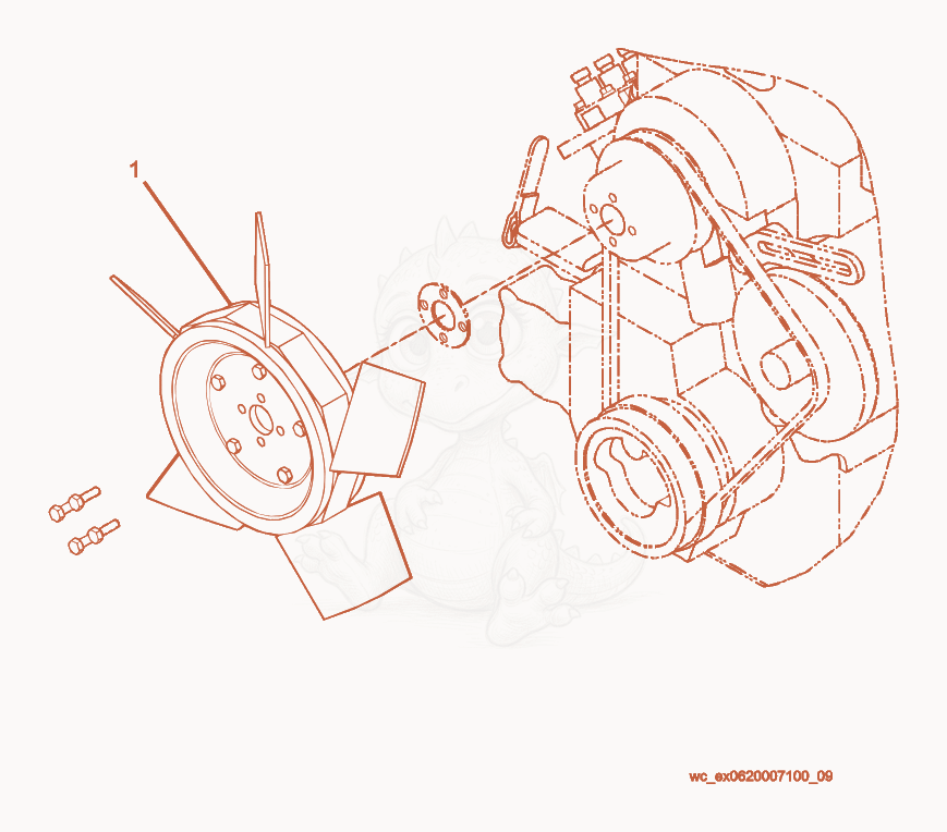 Exploded parts diagram of the Fan Cpl. of a Wacker Neuson RD27-100, with numbered balloons