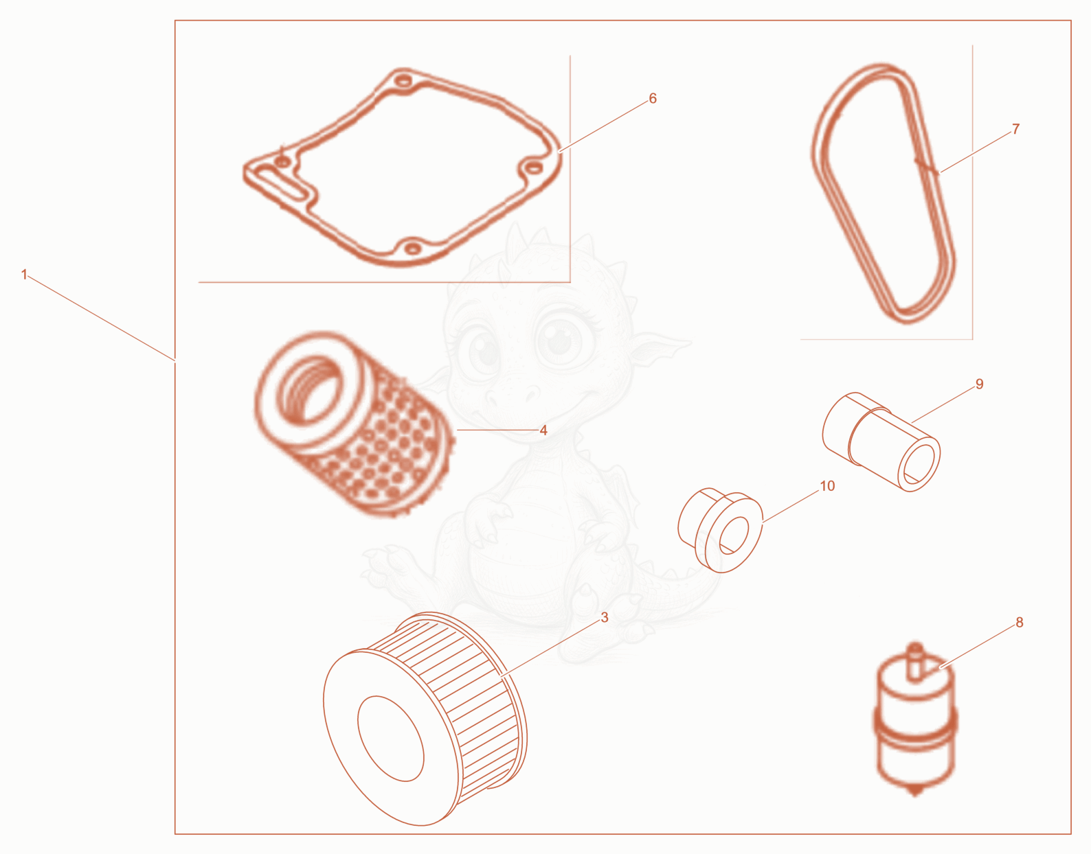 Exploded parts diagram of the Maintenance kit of a Wacker Neuson DPU6555HEC, with numbered balloons