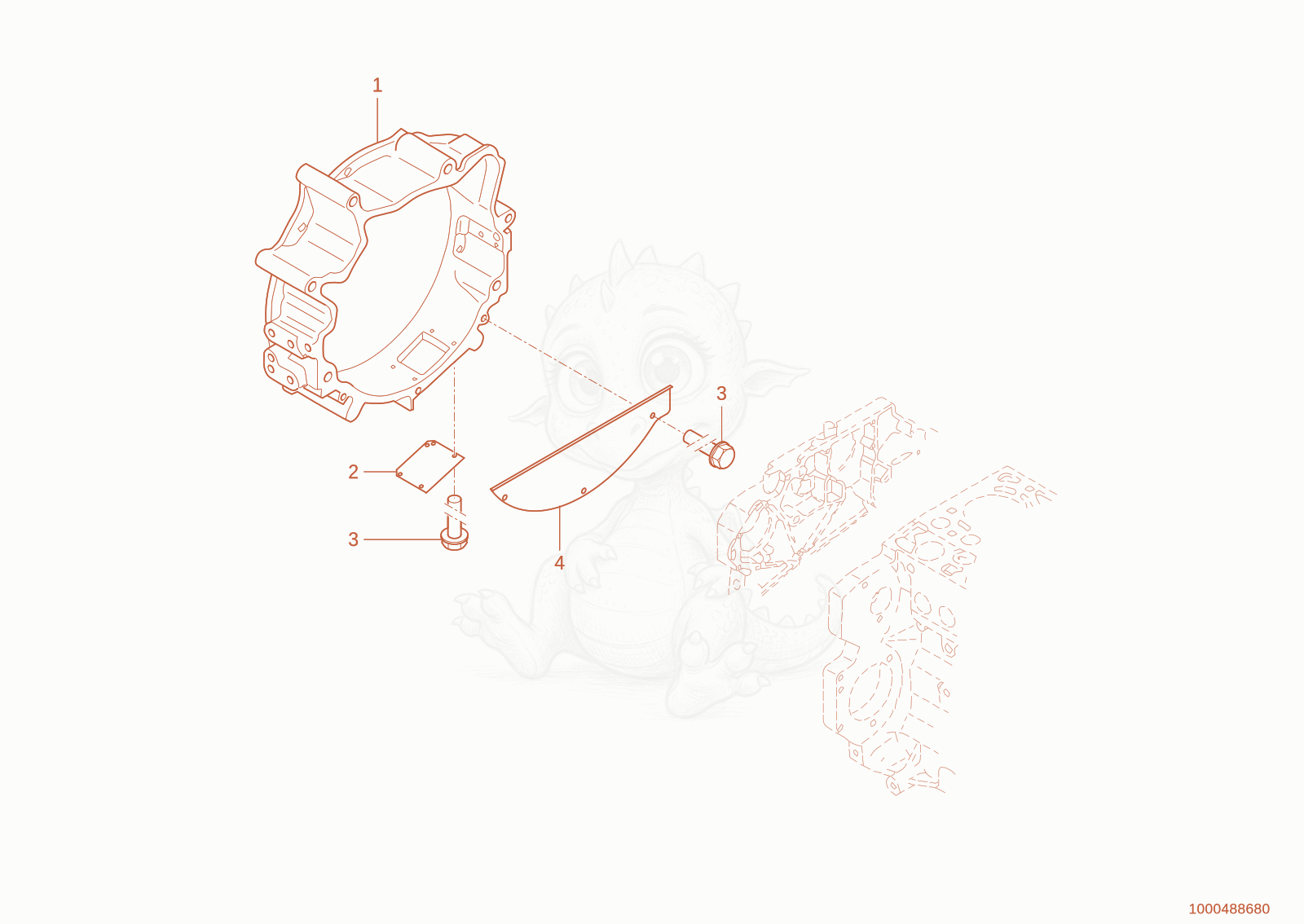 Exploded parts diagram of the connection housing of a Wacker Neuson TH955(416-36), with numbered balloons