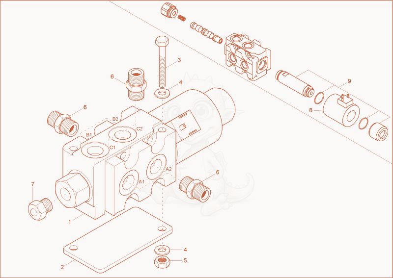 Exploded parts diagram of the REVERSING VALVE (OPTION SLE) of a Wacker Neuson 2001, with numbered balloons