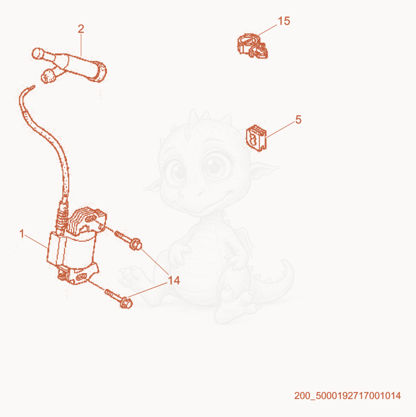 Exploded parts diagram of the Ignition Coil of a Wacker Neuson CT48-11A, with numbered balloons