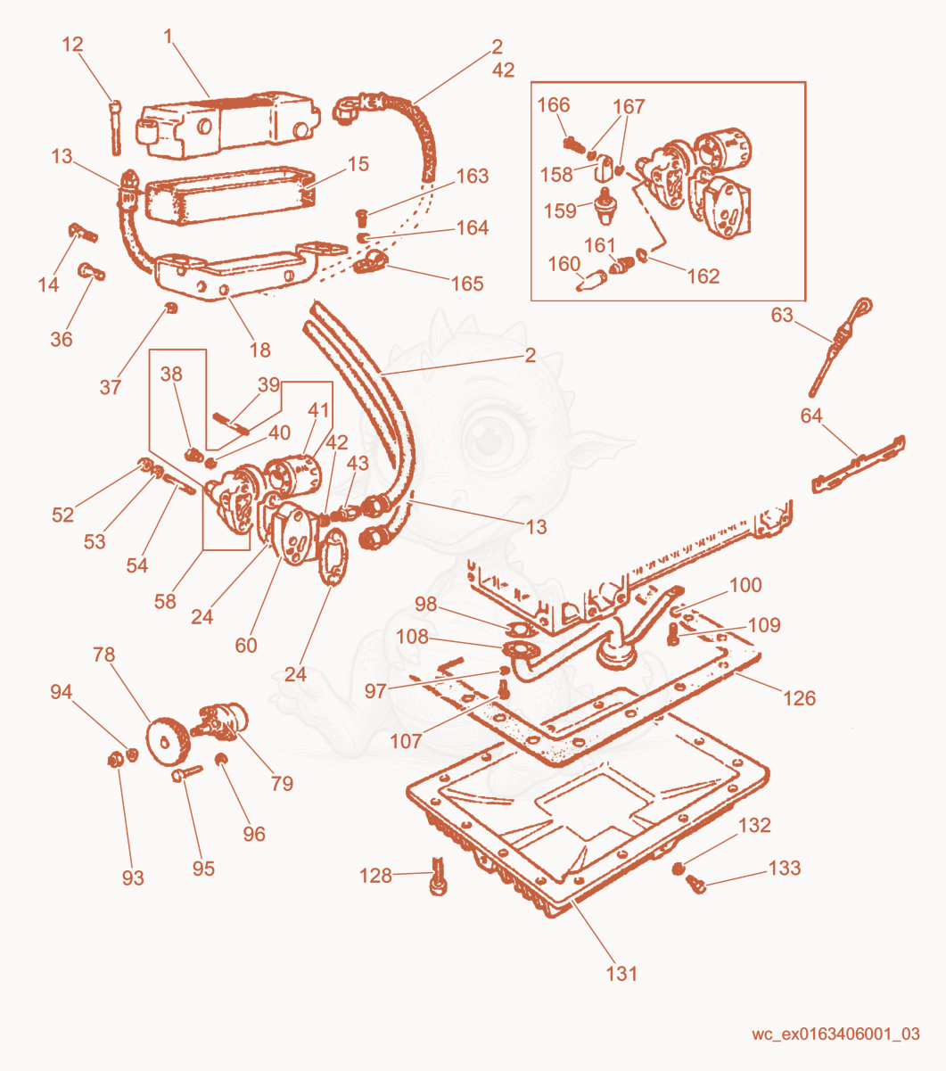 Exploded parts diagram of the Lubrication System of a Wacker Neuson PT6LS, with numbered balloons