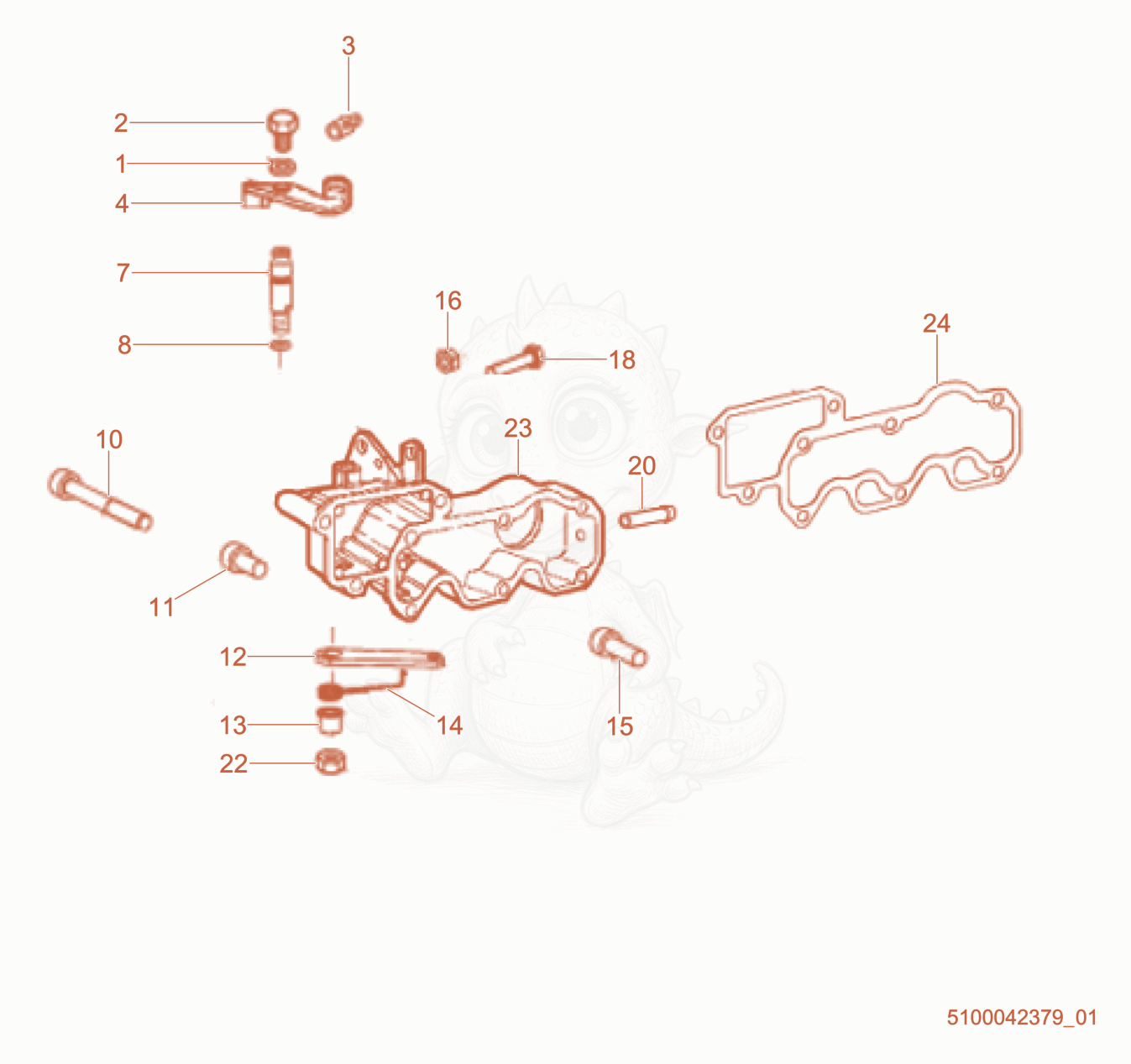 Exploded parts diagram of the Air Inlet Manifold of a Wacker Neuson RTX-SC2EU, with numbered balloons