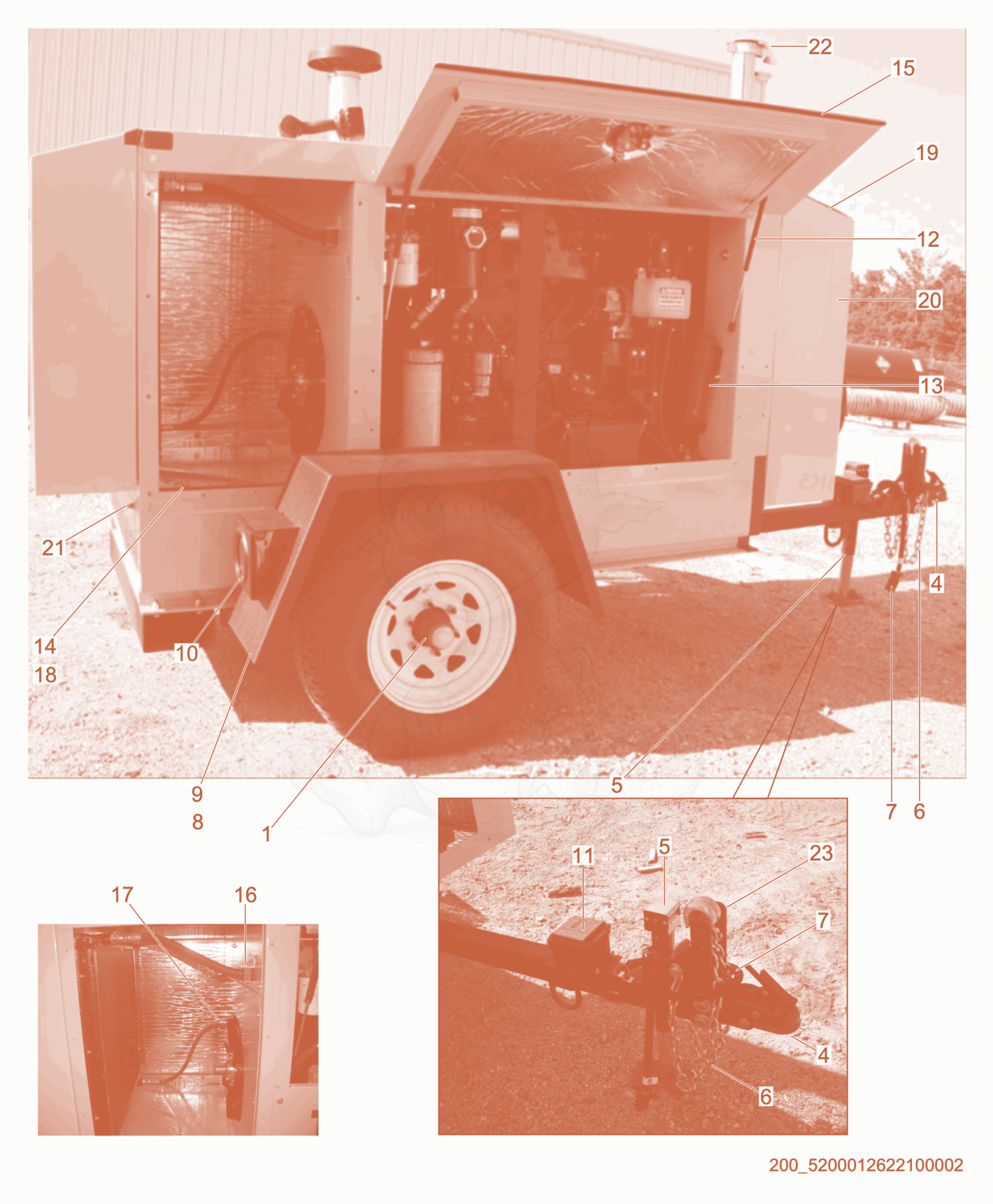 Exploded parts diagram of the Trailer cpl. of a Wacker Neuson HIF690, with numbered balloons
