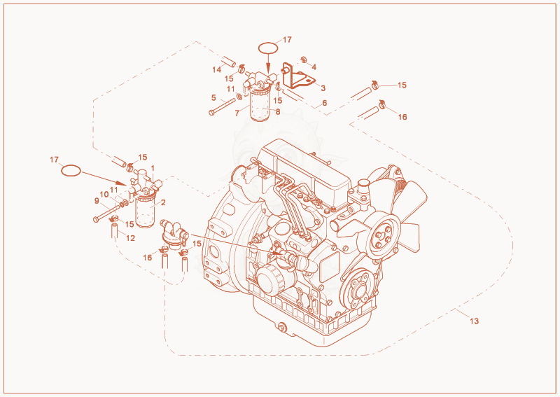 Exploded parts diagram of the fuel system of a Wacker Neuson LS750/1002, with numbered balloons