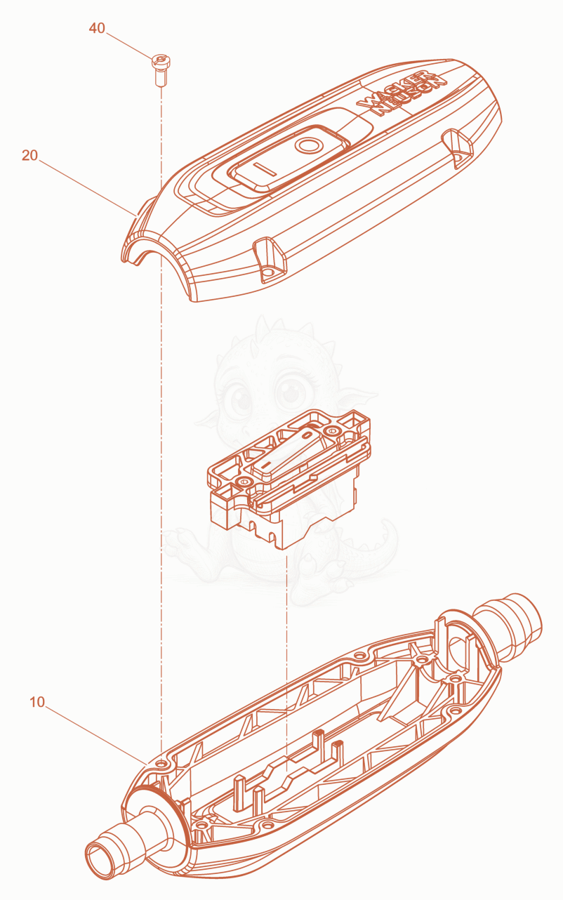Despiece del Switch box cpl. de una máquina Wacker Neuson IEE45/34/3W, con globos numerados