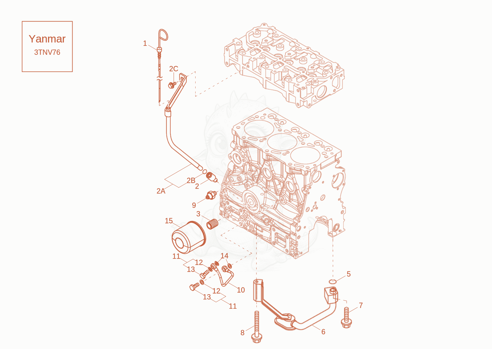 Exploded parts diagram of the LUB OIL SYSTEM of a Wacker Neuson DW20-2, with numbered balloons