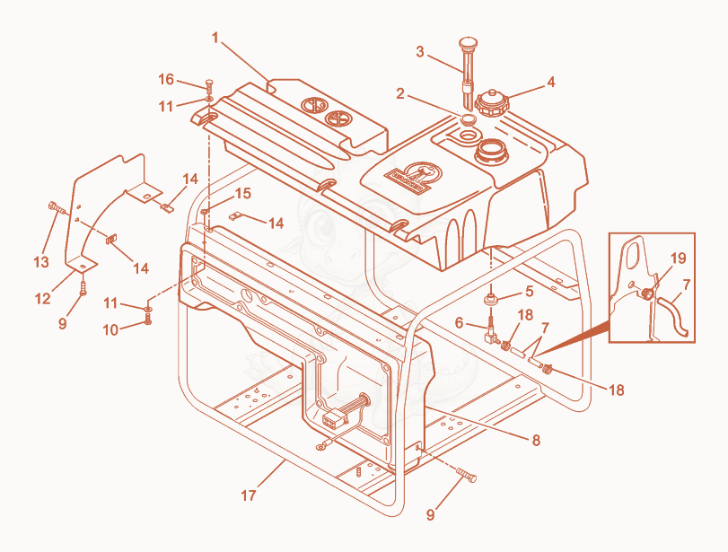 Exploded parts diagram of the Frame of a Wacker Neuson G3.7A, with numbered balloons