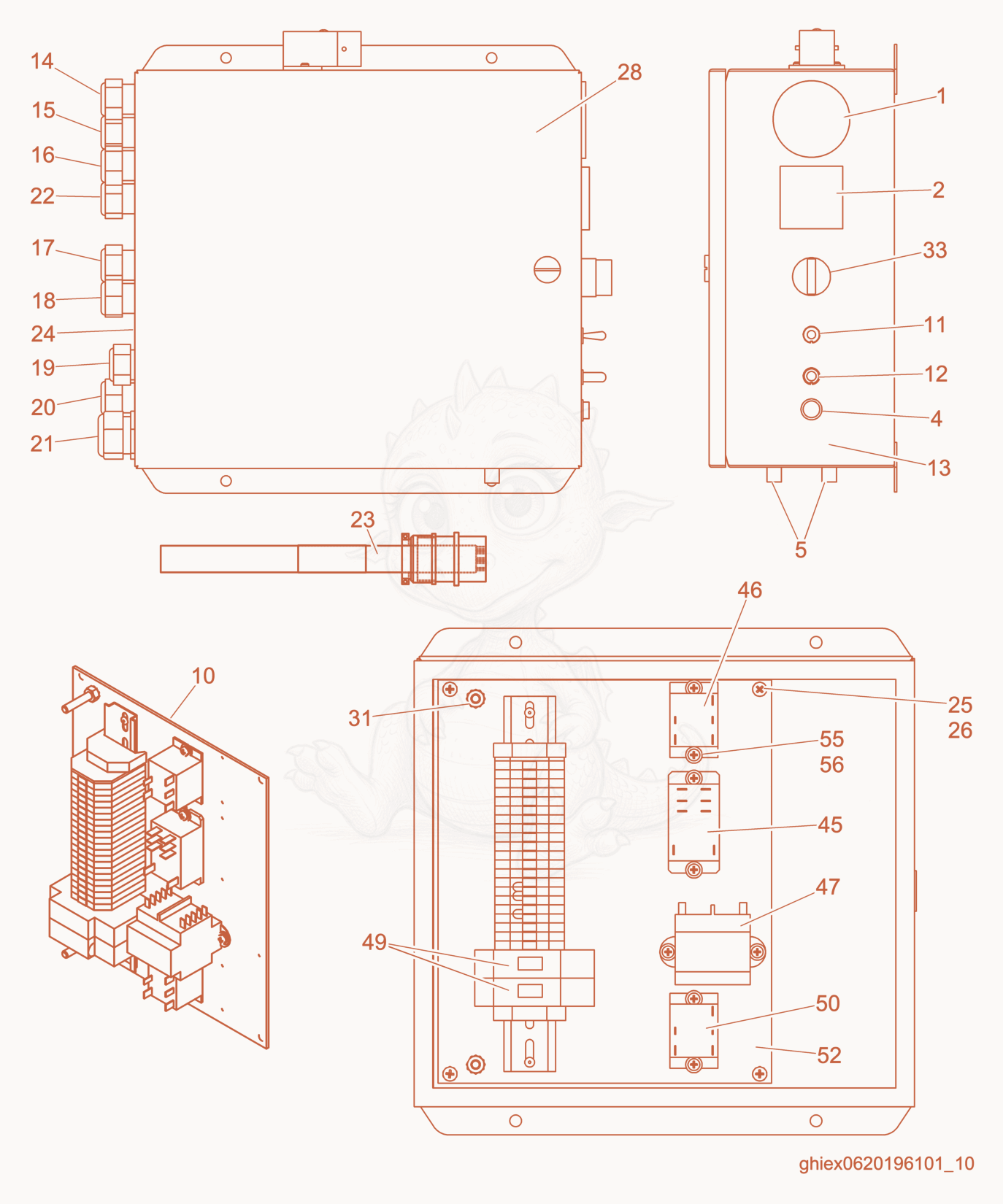 Exploded parts diagram of the Control Panel cpl. of a Wacker Neuson ARCTICBEARHD, with numbered balloons