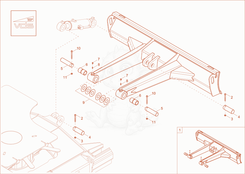 Exploded parts diagram of the blade cylinder (OPTION) of a Wacker Neuson ET42, with numbered balloons
