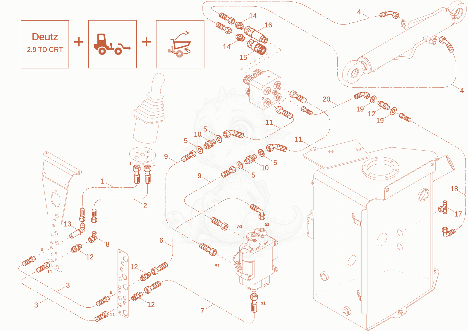 Exploded parts diagram of the TILT CYLINDER OPERATION (Option) of a Wacker Neuson DV60-2, with numbered balloons