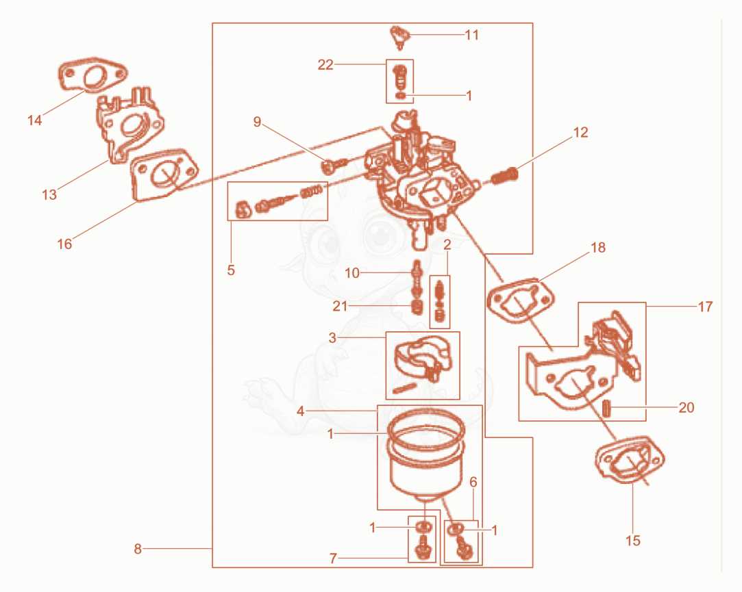Exploded parts diagram of the Carburetor of a Wacker Neuson GV7000A, with numbered balloons