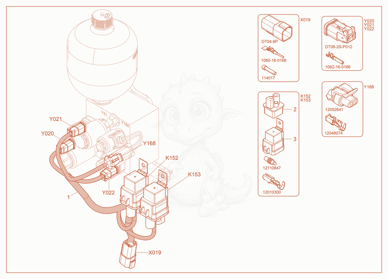 Exploded parts diagram of the Wiring Harness Ride Control of a Wacker Neuson ST45, with numbered balloons