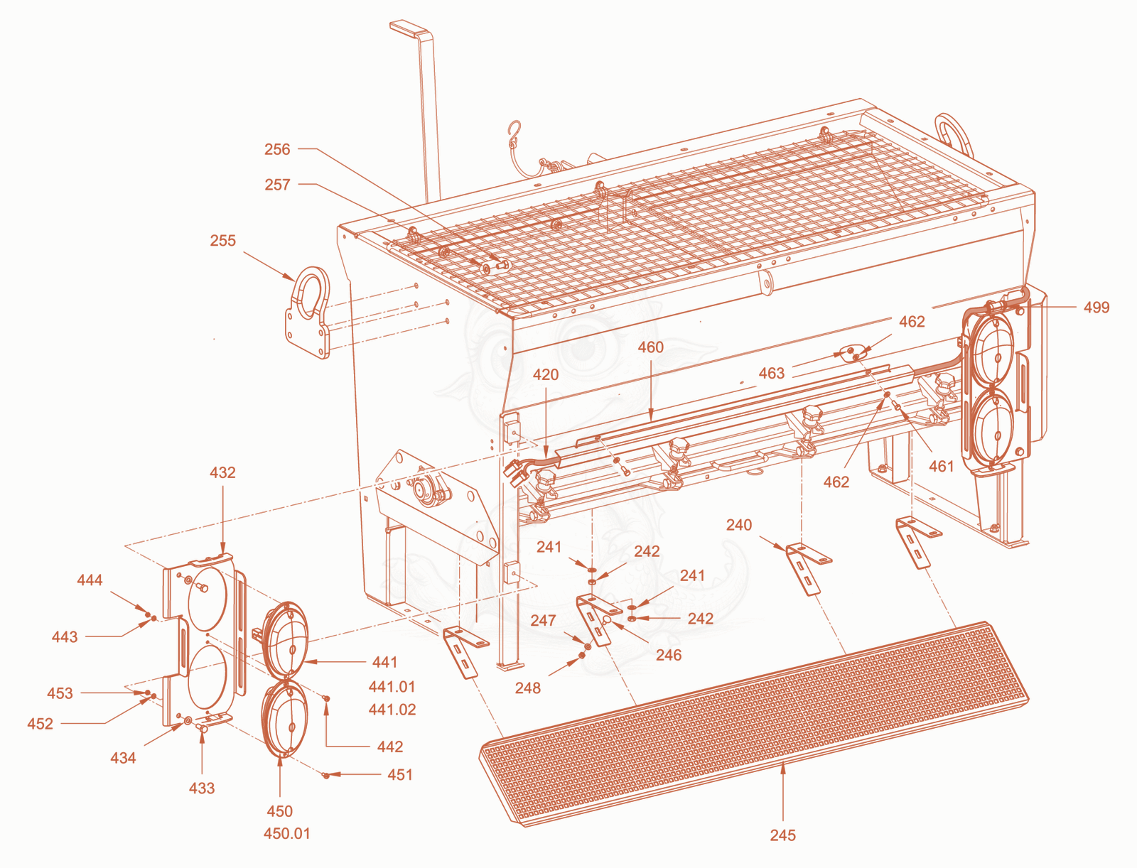 Exploded parts diagram of the cylinder spreader of a Wacker Neuson RD28-120DPF, with numbered balloons