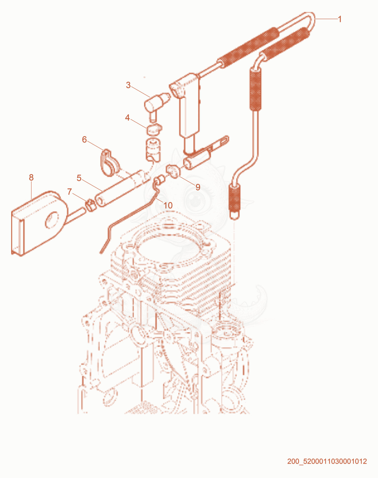 Exploded parts diagram of the Crankcase Breather System of a Wacker Neuson DS70, with numbered balloons
