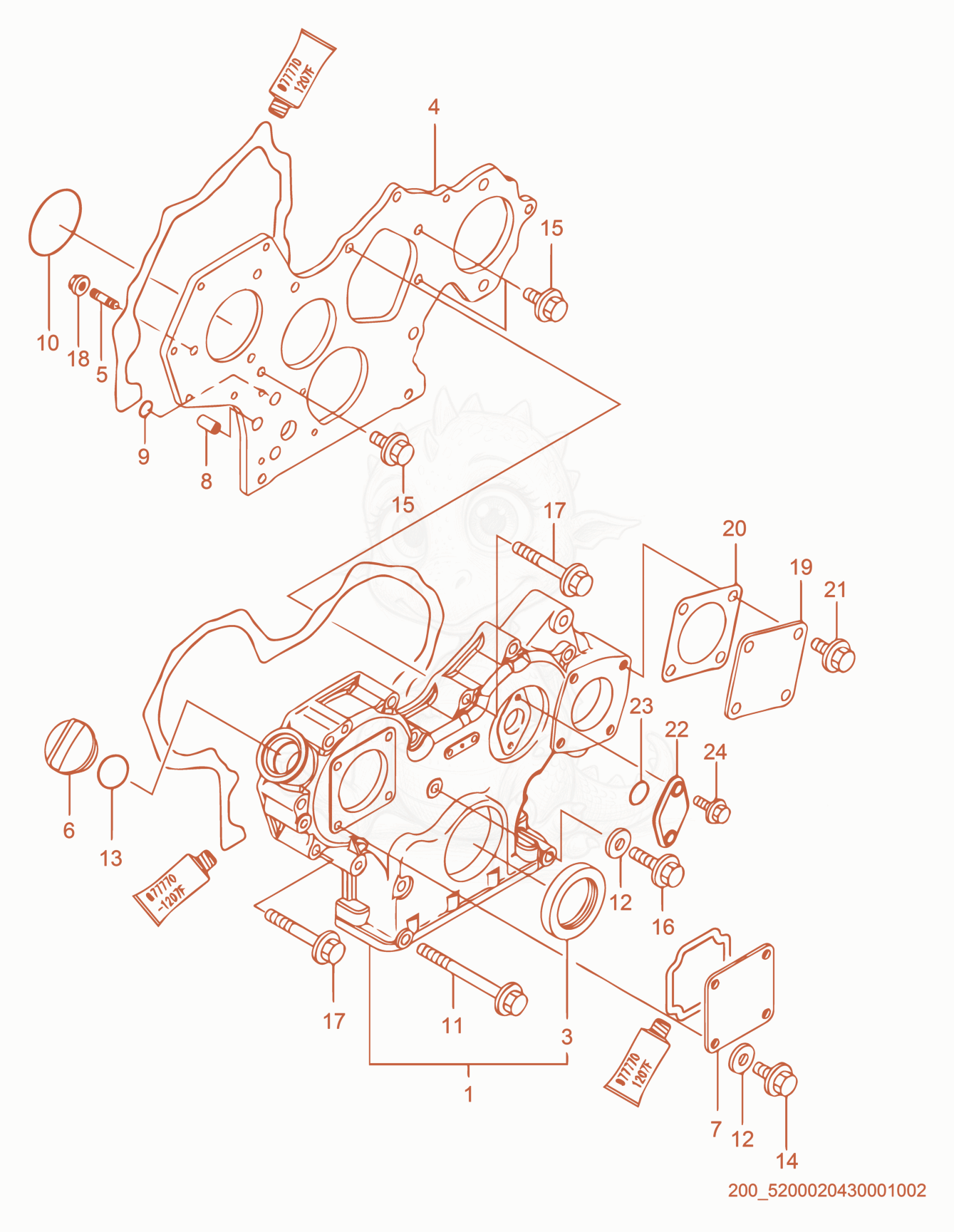 Exploded parts diagram of the Gear Housing of a Wacker Neuson APT4TCW, with numbered balloons