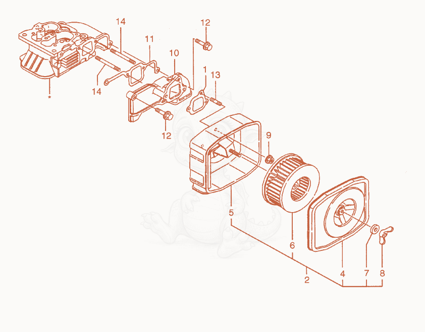Exploded parts diagram of the Air Cleaner of a Wacker Neuson PT3Y, with numbered balloons