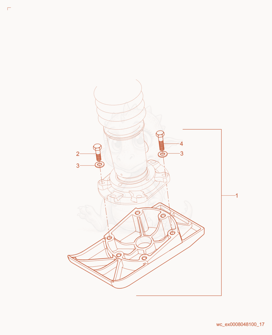 Exploded parts diagram of the Ramming Shoe Kit of a Wacker Neuson BS50-2I, with numbered balloons