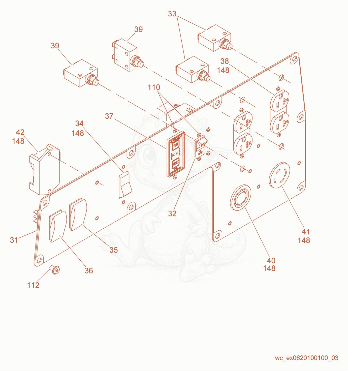 Exploded parts diagram of the Control Panel cpl. of a Wacker Neuson GP6600, with numbered balloons