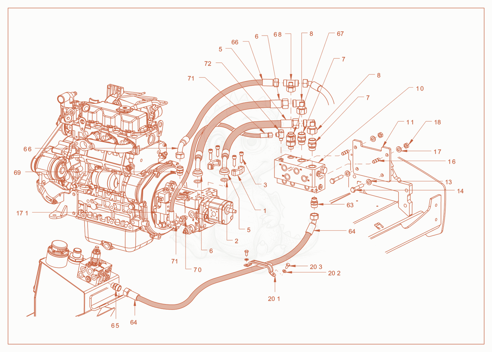 Exploded parts diagram of the advance drive of a Wacker Neuson RD24-100OUS, with numbered balloons