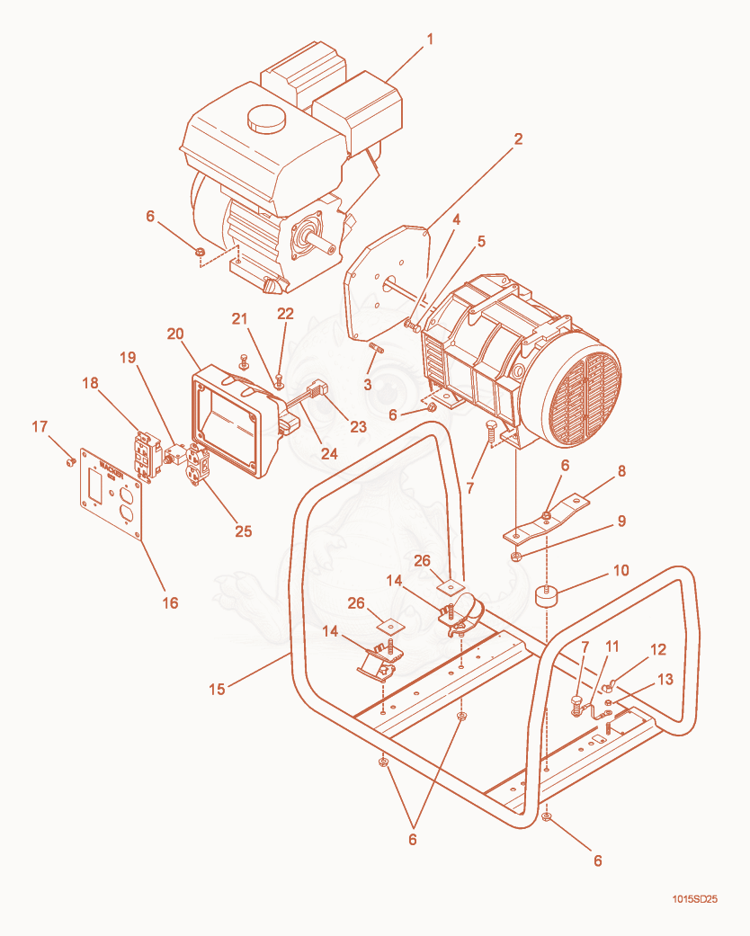 Despiece del Frame de una máquina Wacker Neuson G2.5A, con globos numerados