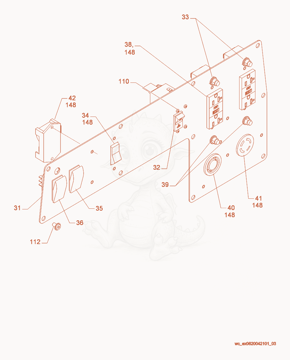 Exploded parts diagram of the Control Panel cpl. of a Wacker Neuson GP5600A, with numbered balloons