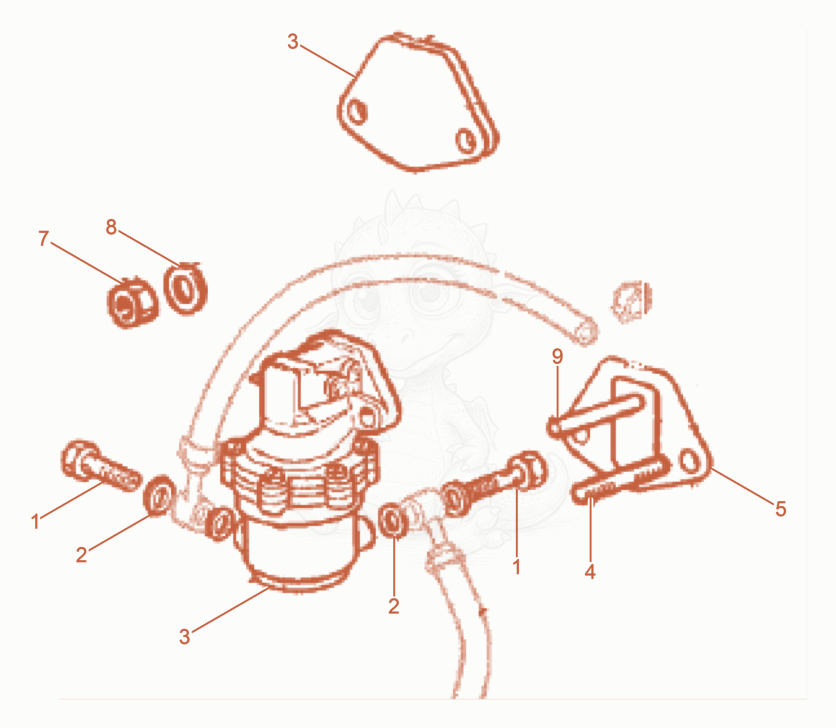 Exploded parts diagram of the Fuel Feed Pump of a Wacker Neuson DPU100-70LES, with numbered balloons