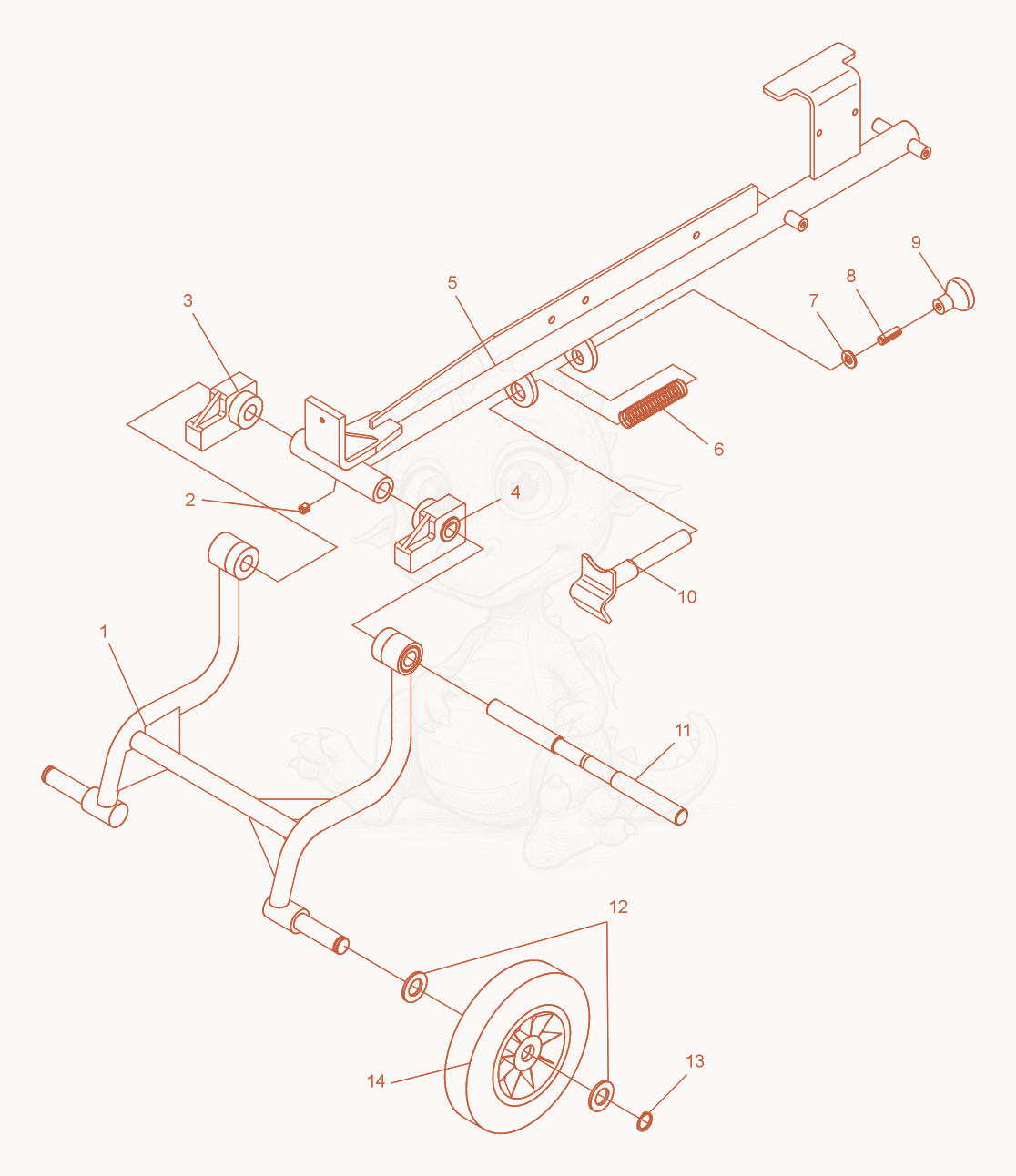 Exploded parts diagram of the Center Pole cpl. of a Wacker Neuson DPS3060, with numbered balloons