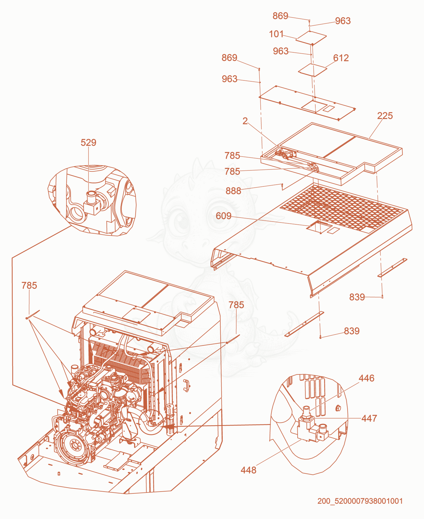 Exploded parts diagram of the Option - Shutter of a Wacker Neuson G230, with numbered balloons