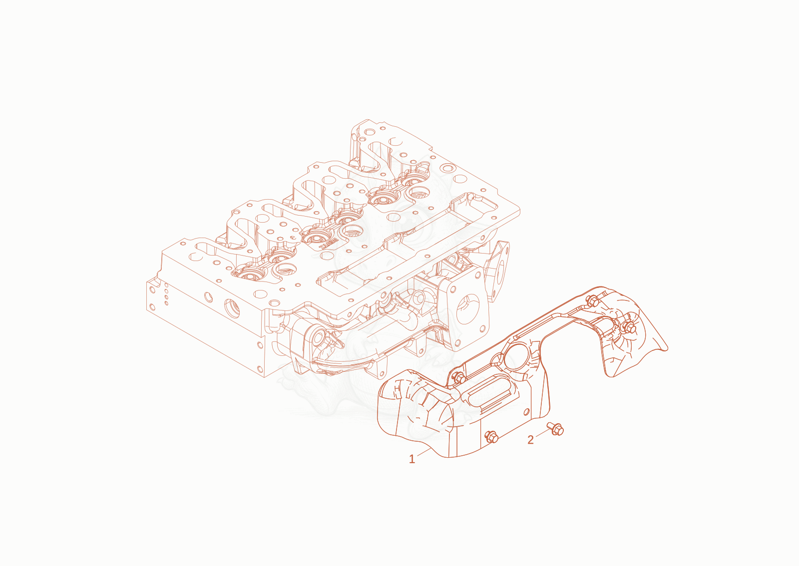 Exploded parts diagram of the heat protection plate of a Wacker Neuson DW60-3, with numbered balloons