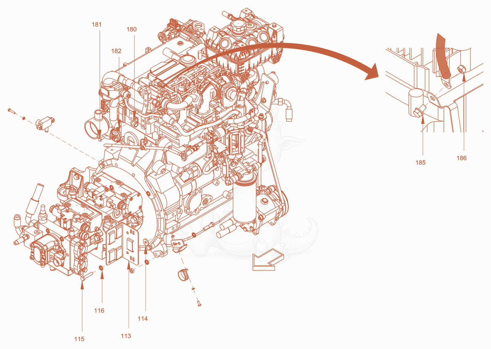 Exploded parts diagram of the electrical system of a Wacker Neuson RC110PUSCAB, with numbered balloons