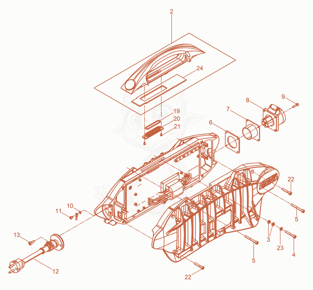 Exploded parts diagram of the Frequency Converters cpl. of a Wacker Neuson FUH20/1/042, with numbered balloons