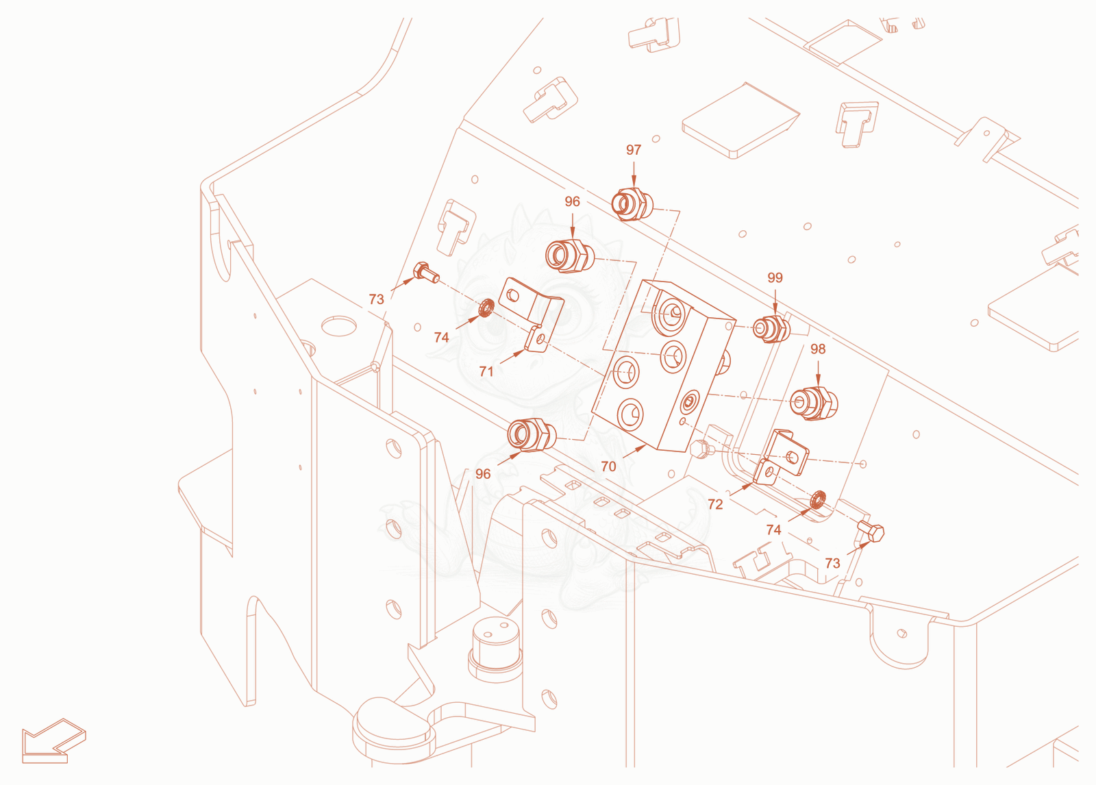 Exploded parts diagram of the advance drive of a Wacker Neuson RD24-100CE, with numbered balloons