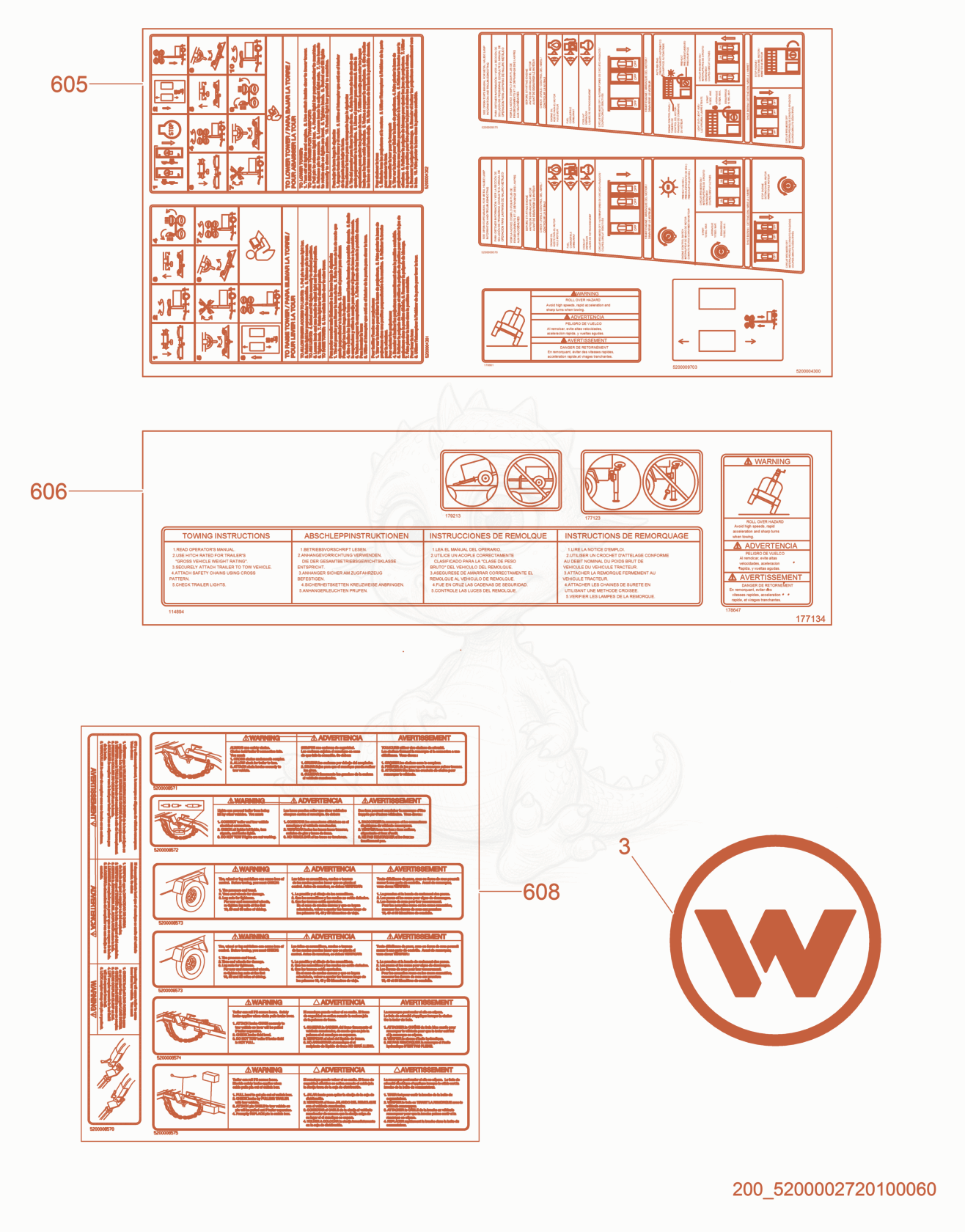 Exploded parts diagram of the Labels of a Wacker Neuson LTN8K-VS, with numbered balloons