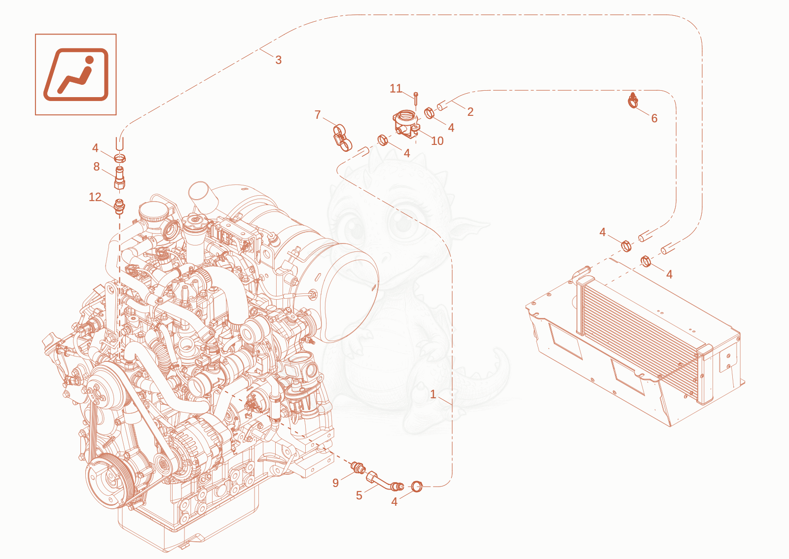 Exploded parts diagram of the AIR-CONDITIONING PLANT INST. (OPTION) of a Wacker Neuson DW40-2, with numbered balloons