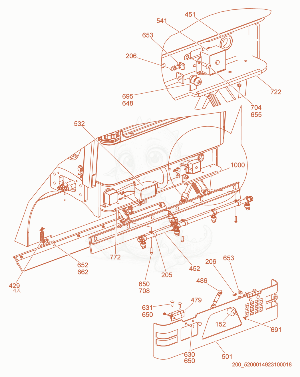 Exploded parts diagram of the Rear Frame Bumper of a Wacker Neuson RD27-120, with numbered balloons