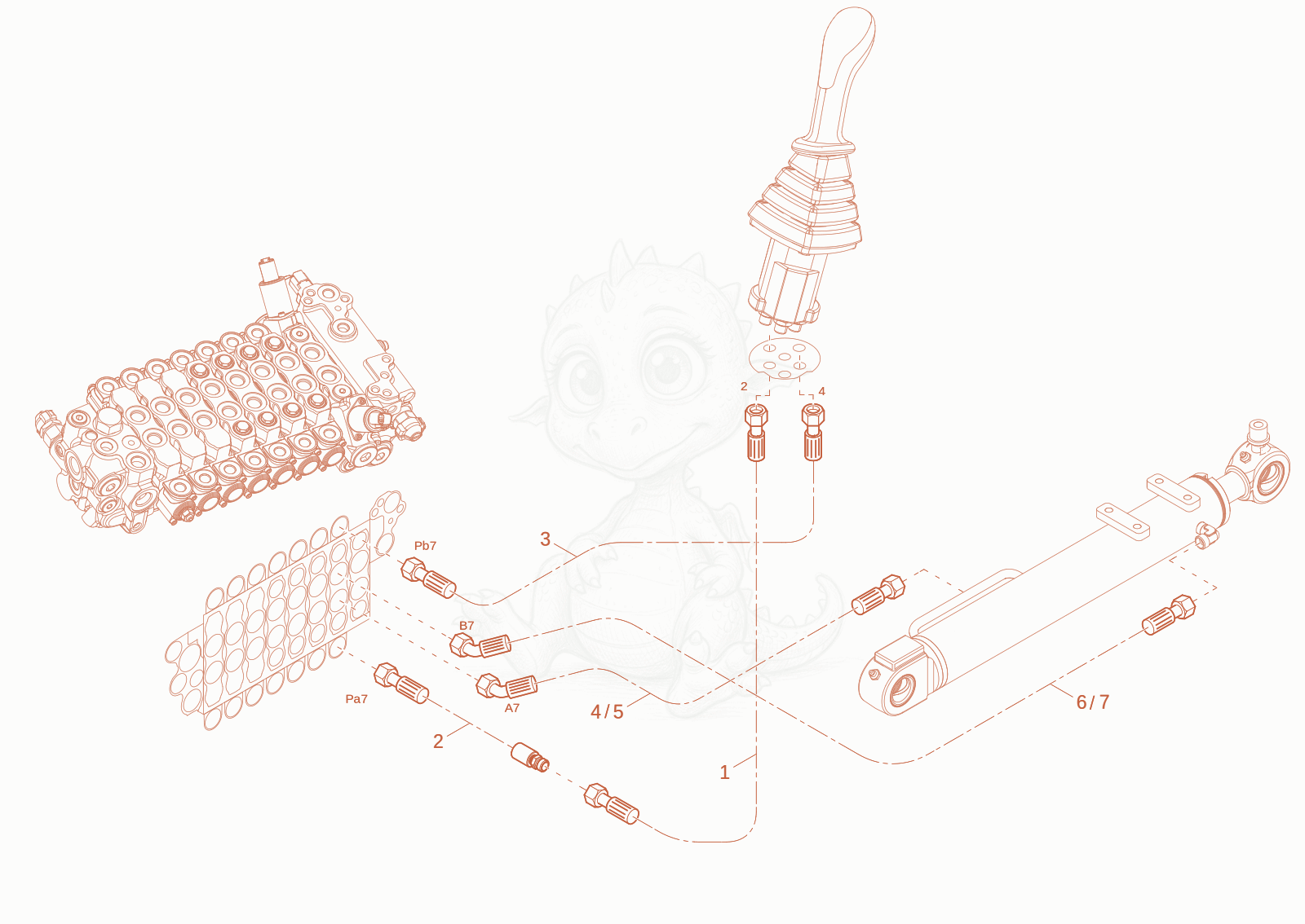 Exploded parts diagram of the BUCKET OPERATION of a Wacker Neuson ET18-2, with numbered balloons