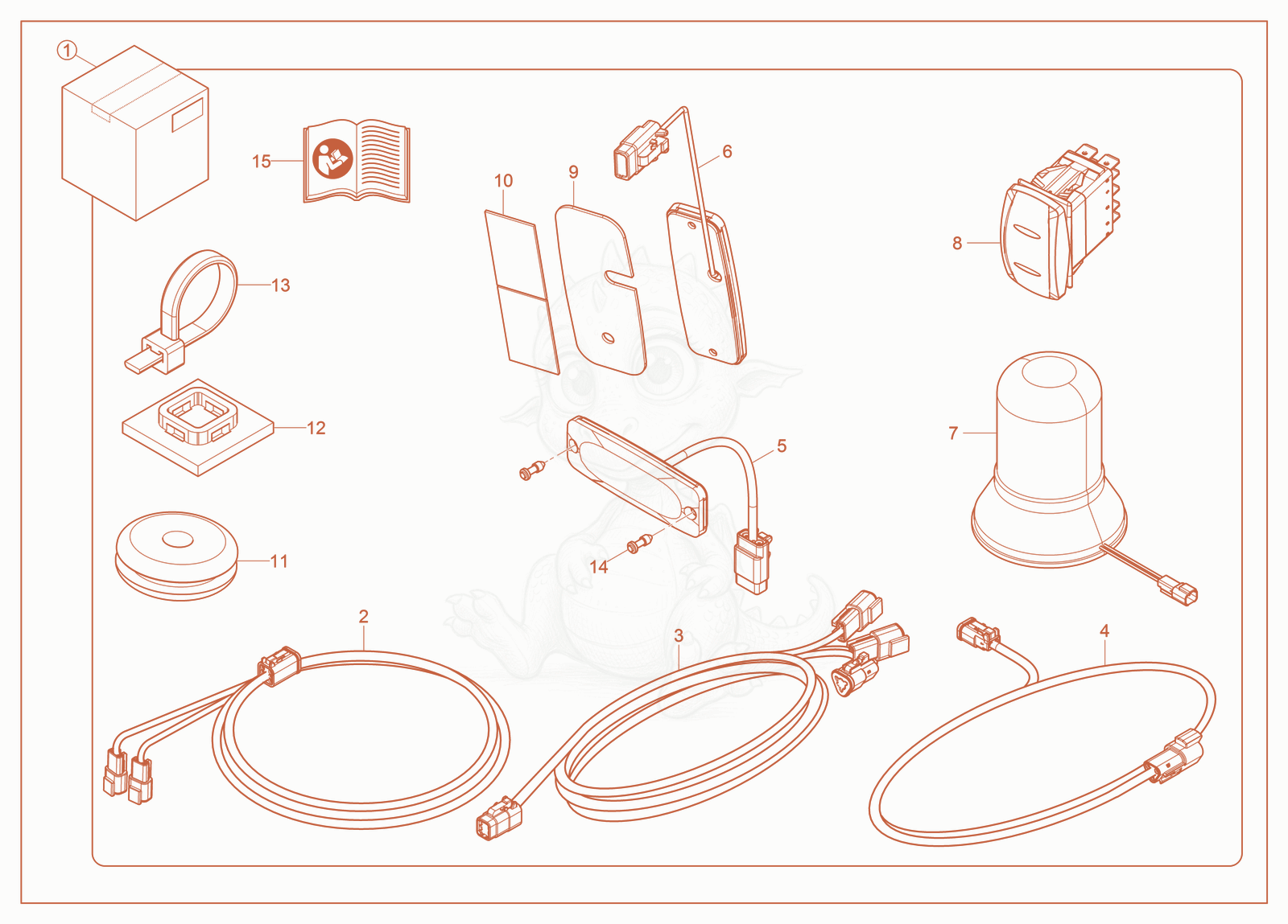 Exploded parts diagram of the Kit—4-way Flashers of a Wacker Neuson ST31(S08), with numbered balloons