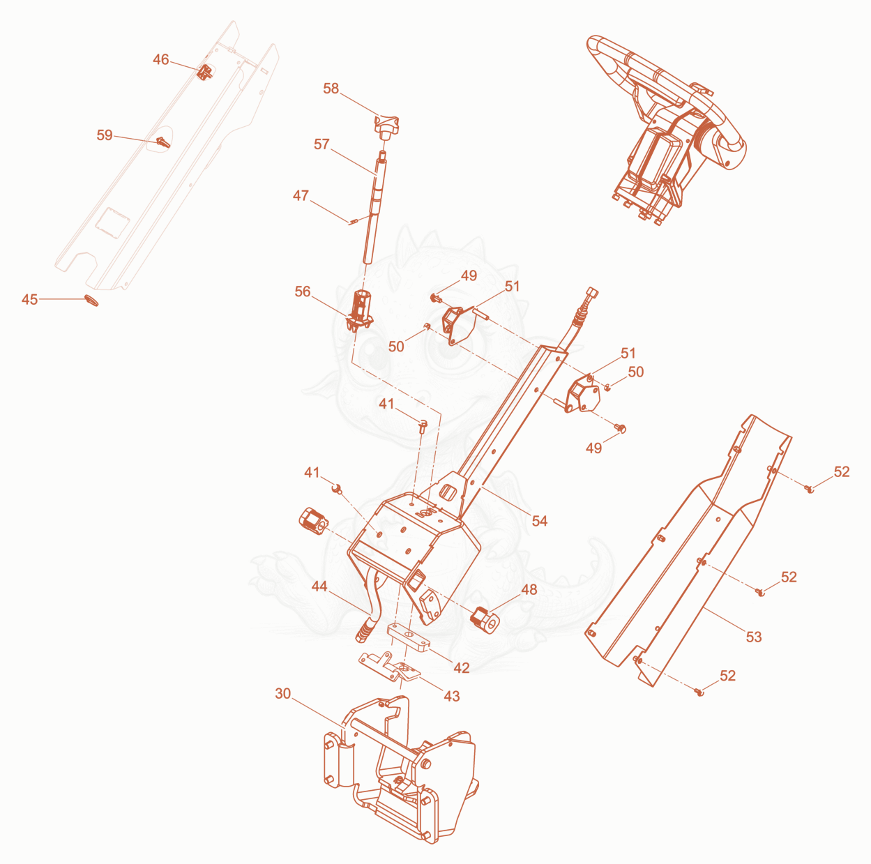 Exploded parts diagram of the Center pole basis of a Wacker Neuson DPU5260HEHCPB+, with numbered balloons