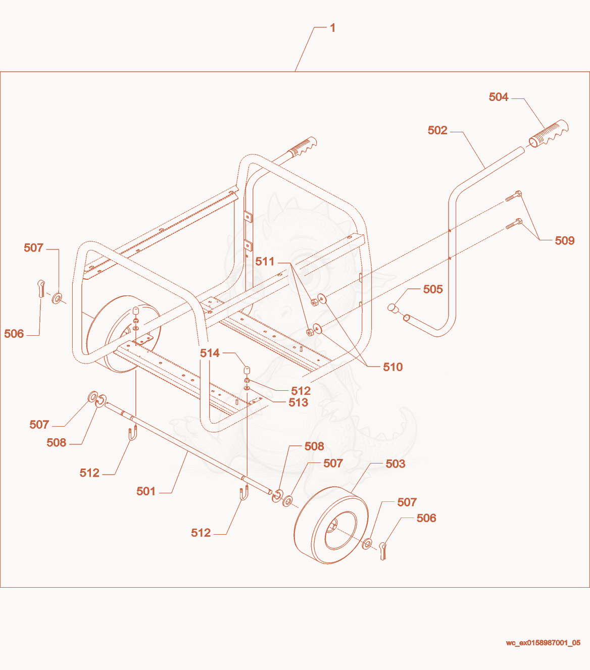 Exploded parts diagram of the Wheel Kit of a Wacker Neuson G7AI, with numbered balloons