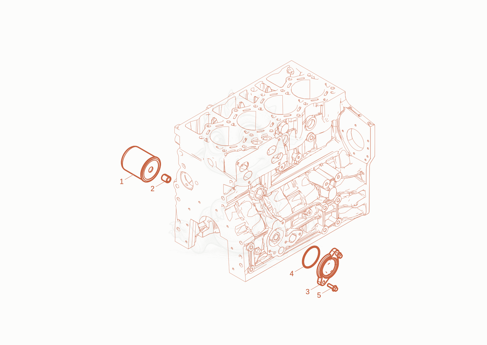 Exploded parts diagram of the oil filter of a Wacker Neuson DV60-2, with numbered balloons