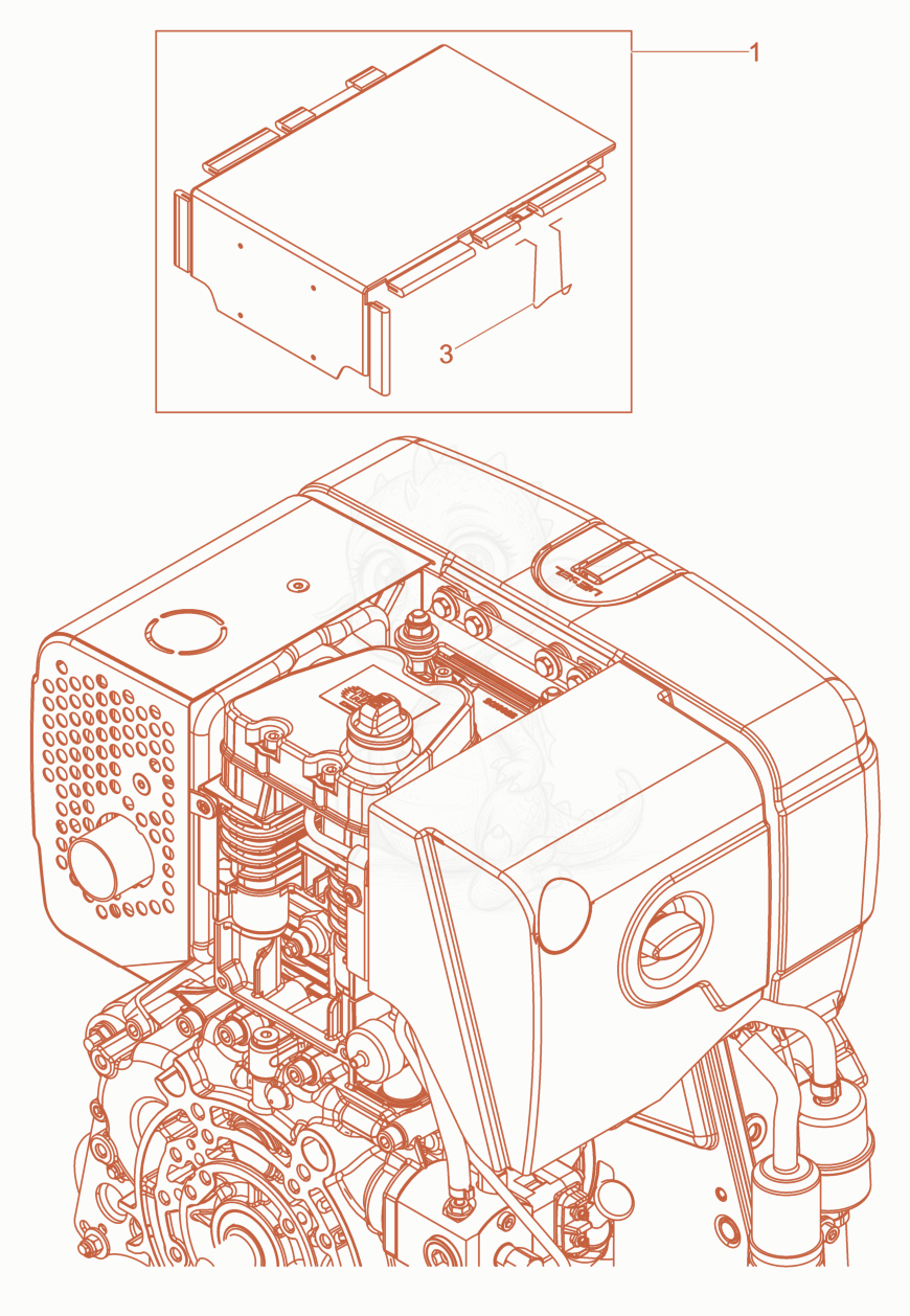 Exploded parts diagram of the Protective hood of a Wacker Neuson XPUKMAT, with numbered balloons