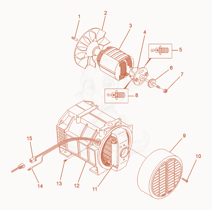 Exploded parts diagram of the Generator Front of a Wacker Neuson G2.5A, with numbered balloons
