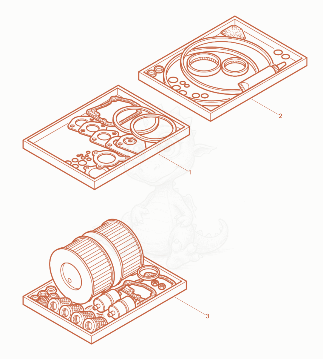 Exploded parts diagram of the Spare Parts Kits of a Wacker Neuson RD7HFB, with numbered balloons