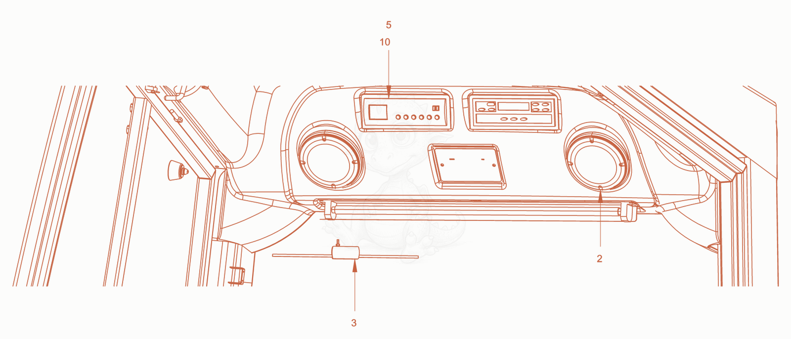 Exploded parts diagram of the radio of a Wacker Neuson RC110PUSROPS, with numbered balloons