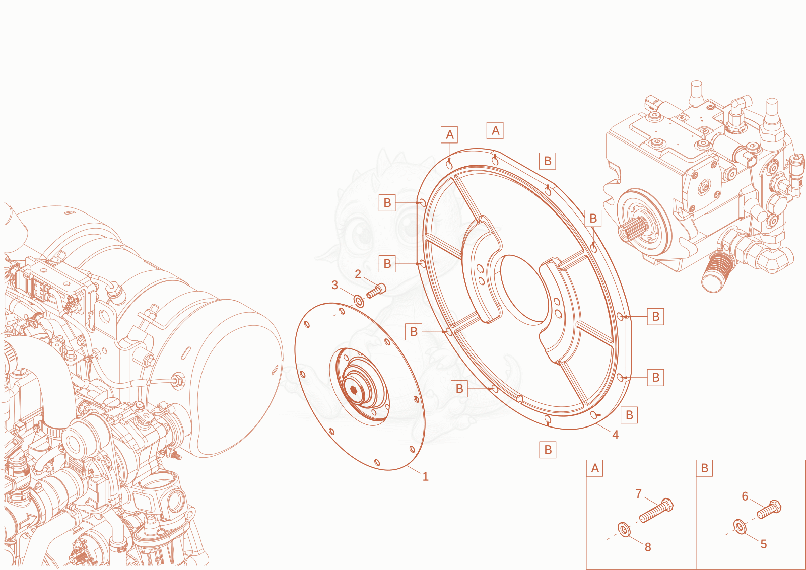 Exploded parts diagram of the HYDRAULIC PUMP DRIVE of a Wacker Neuson DW40-2, with numbered balloons