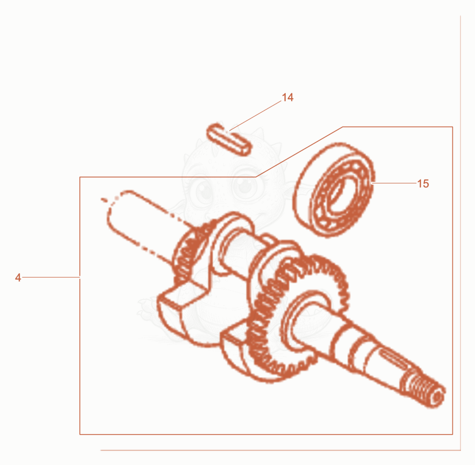 Despiece del Crankshaft de una máquina Wacker Neuson WPKMAT, con globos numerados