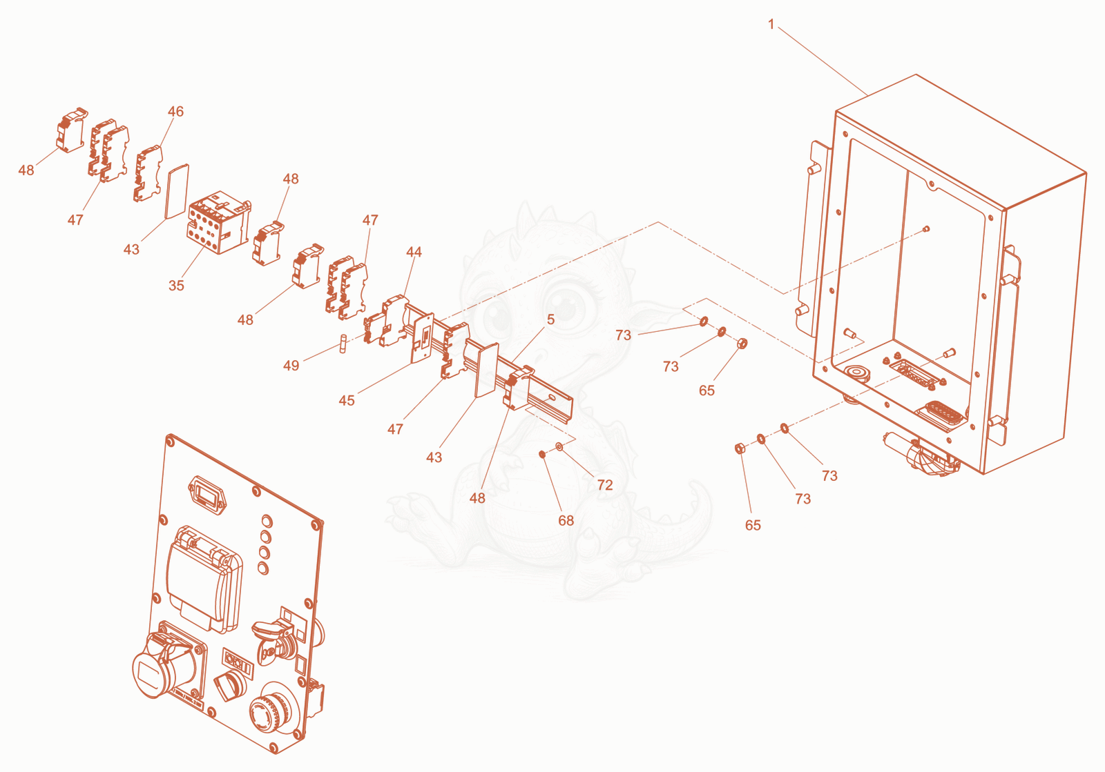Exploded parts diagram of the control panel LTN4Y of a Wacker Neuson LTN4YRH, with numbered balloons