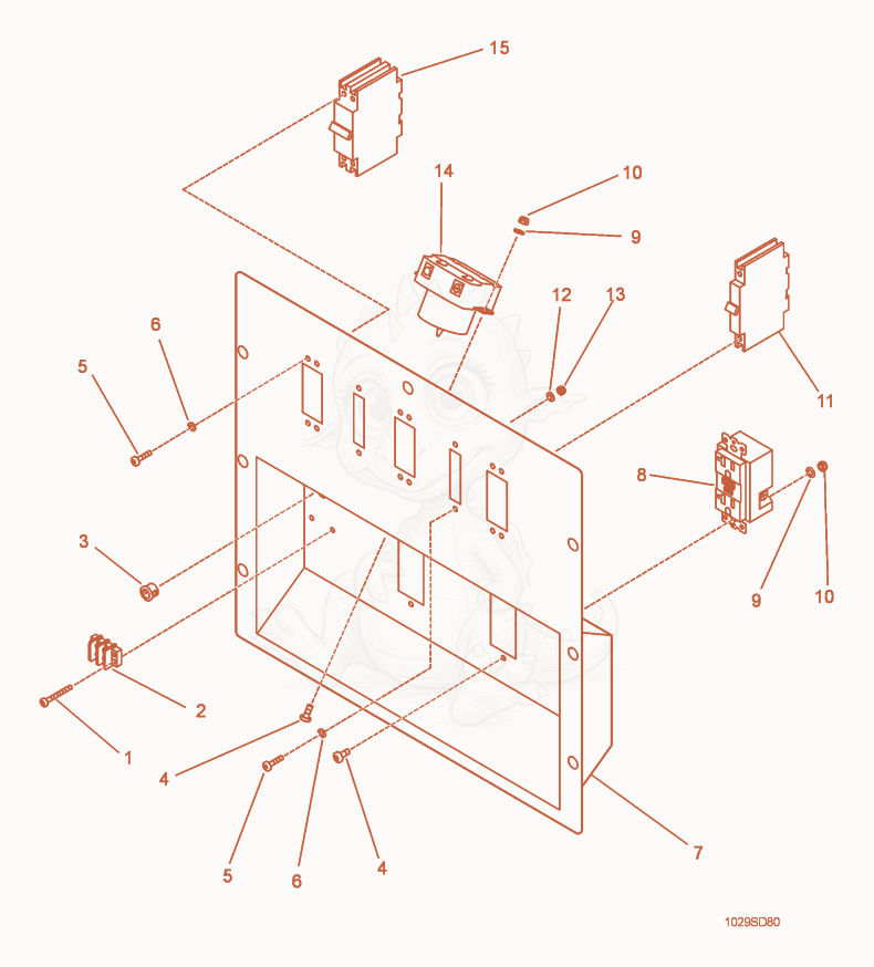 Exploded parts diagram of the Receptacle Panel cpl. of a Wacker Neuson G85, with numbered balloons